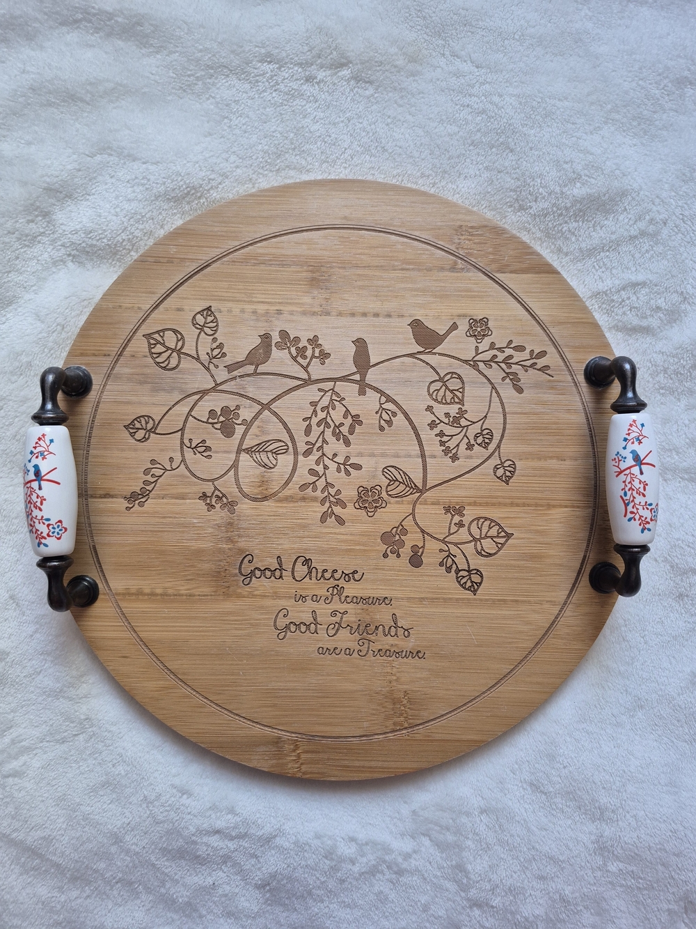 Gibson Birds & Vines Wood Tray Cheese Board